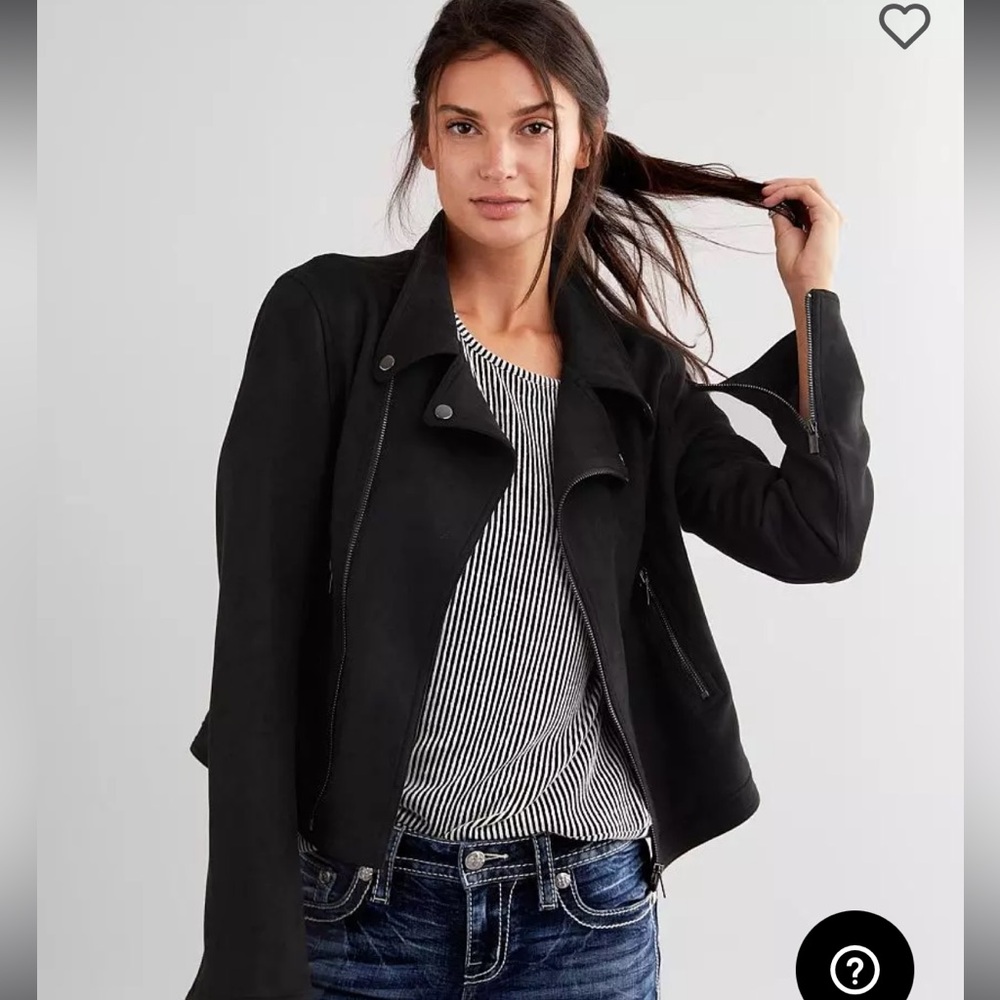 DayTrip Faux Suede Moto Jacket Size XS Black